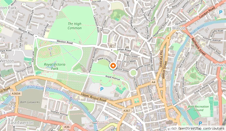 Map showing the location of No. 1 Royal Crescent in Bath