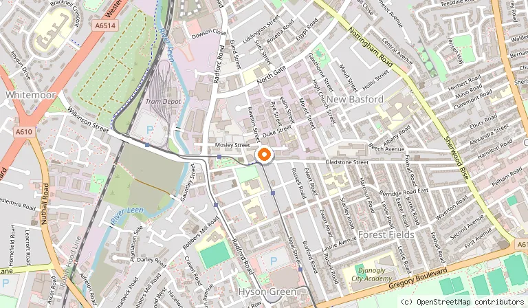 Map showing the location of Nottingham Climbing Centre in Nottingham