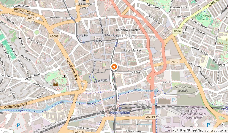 Map showing the location of Nottingham Contemporary in Nottingham