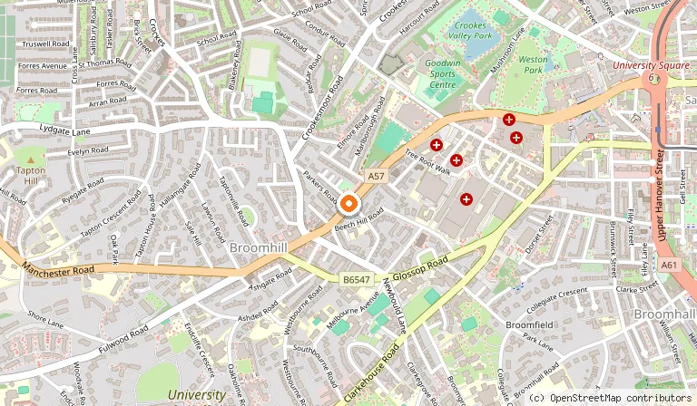 Map showing the location of Nottingham House in Sheffield