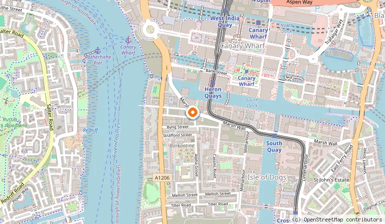 Map showing the location of Novotel London Canary Wharf in London