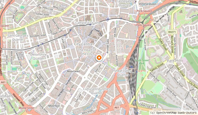 Map showing the location of Novotel Sheffield Centre in Sheffield