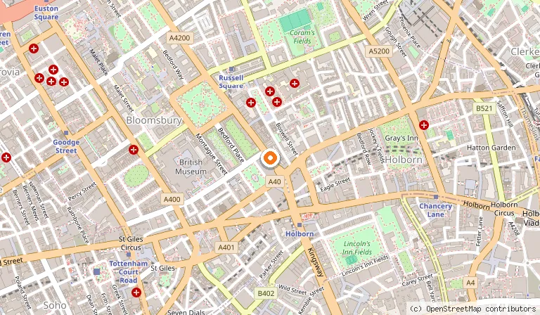 Map showing the location of NYX Hotel London Holborn by Leonardo Hotels in London