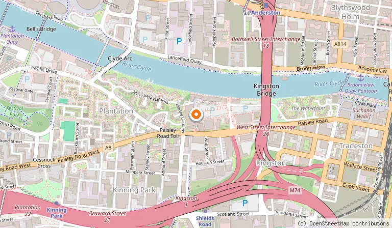Map showing the location of ODEON Luxe Glasgow Quay in Glasgow