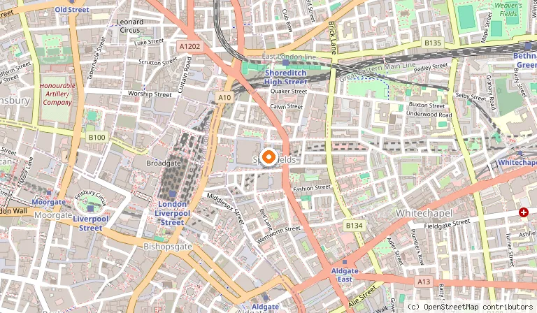 Map showing the location of Old Spitalfields Market in London