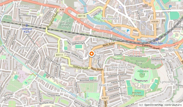Map showing the location of Oldfields House in Bath