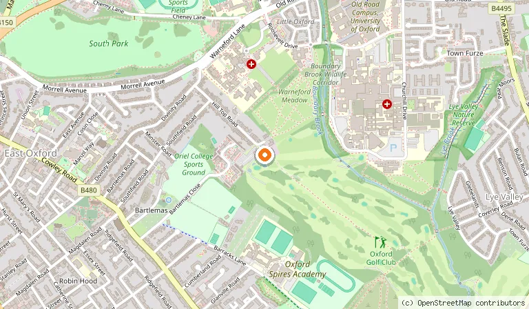 Map showing the location of Oxford Golf Club in Oxford