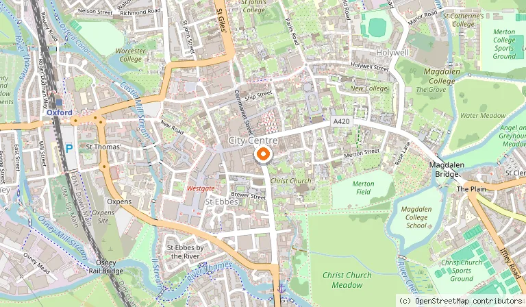 Map showing the location of Oxford Town Hall in Oxford