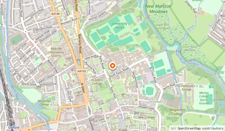 Map showing the location of Oxford University Museum of Natural History in Oxford