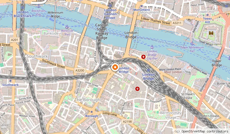 Map showing the location of Padella in London