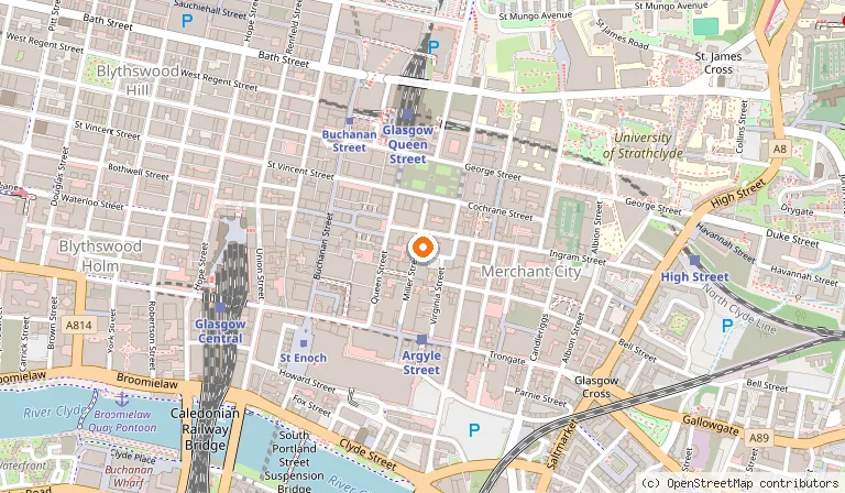 Map showing the location of Paesano Pizza in Glasgow