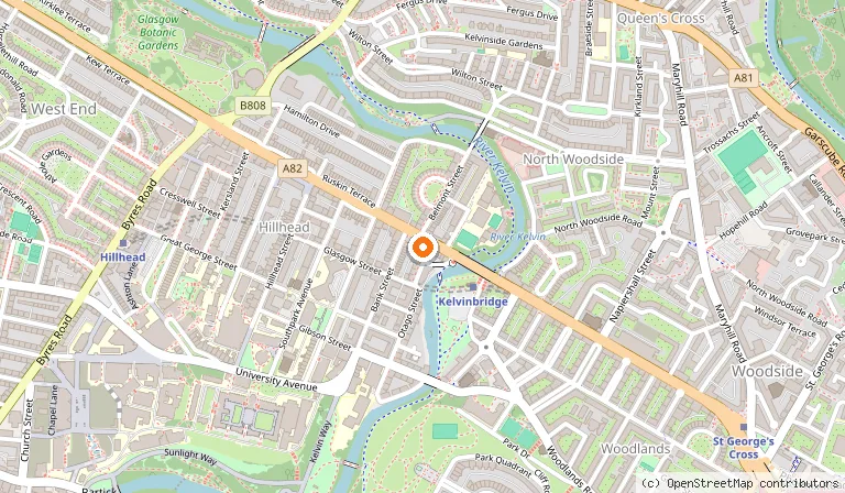 Map showing the location of Paesano Pizza West End in Glasgow