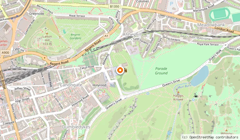 Map showing the location of Palace of Holyroodhouse in Edinburgh