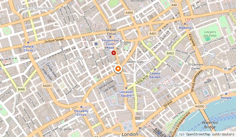 Map showing the location of Palace Theatre in London