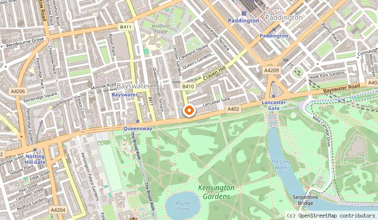 Map showing the location of Park Grand London Lancaster Gate in London