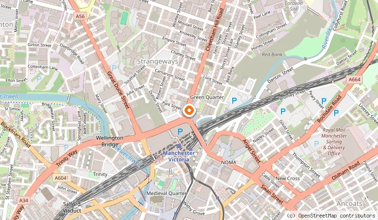 Map showing the location of Park Inn by Radisson Manchester City Centre in Manchester