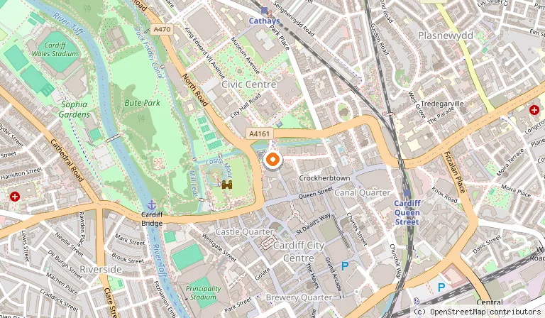 Map showing the location of Park Plaza Cardiff in Cardiff