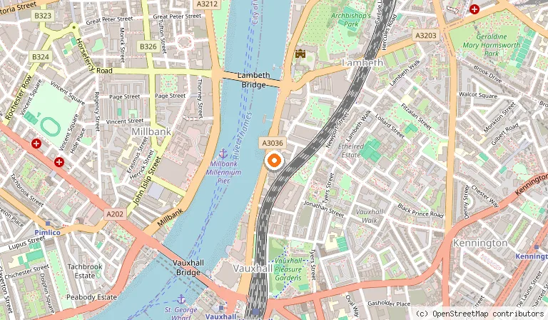 Map showing the location of Park Plaza London Riverbank in London
