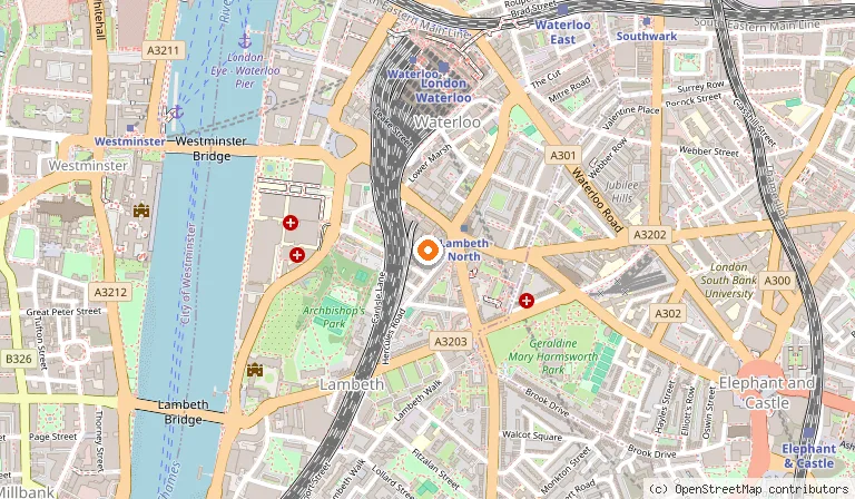 Map showing the location of Park Plaza London Waterloo in London