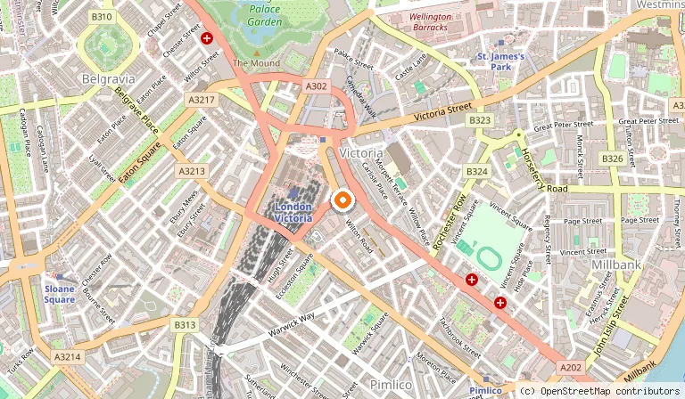 Map showing the location of Park Plaza Victoria London in London