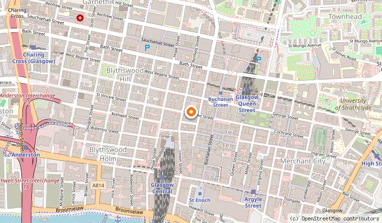 Map showing the location of Pizza Punks Glasgow in Glasgow