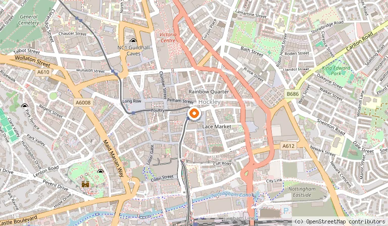 Map showing the location of Pizza Punks Nottingham in Nottingham