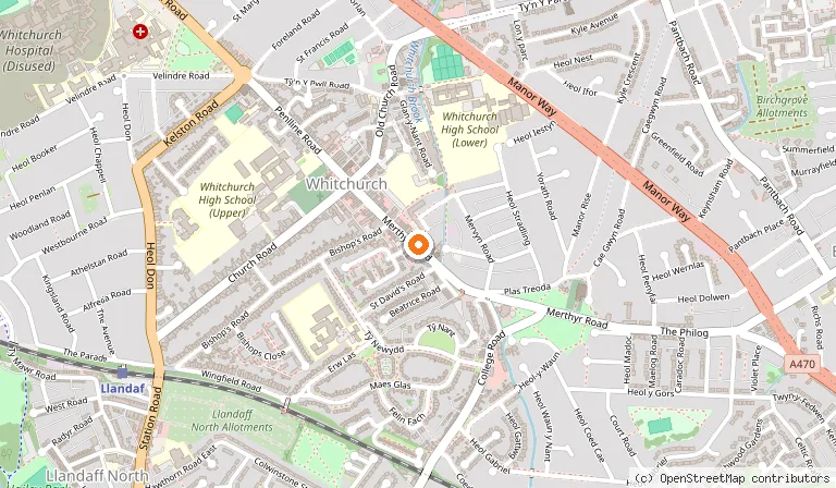 Map showing the location of Pizzeria Villaggio in Cardiff