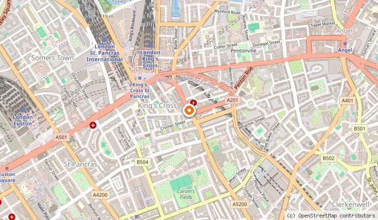 Map showing the location of Point A Hotel London Kings Cross - St Pancras in London