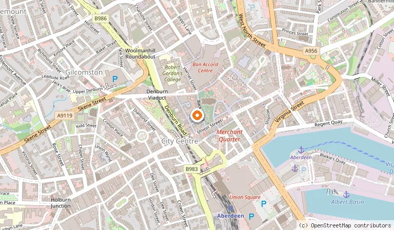 Map showing the location of Poldino's Restaurant & Pizzeria in Aberdeen