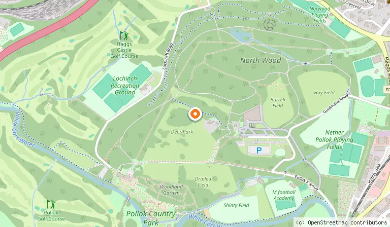 Map showing the location of Pollok Country Park in Glasgow