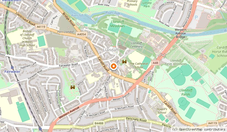 Map showing the location of Porro in Cardiff