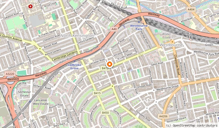 Map showing the location of Portobello Road Market in London