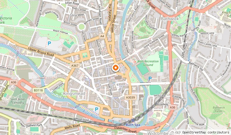 Map showing the location of Portofino Italian Restaurant Bath in Bath