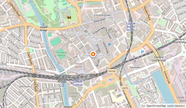 Map showing the location of Porto's in Cardiff