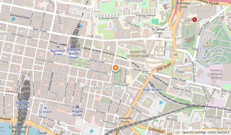 Map showing the location of Premier Inn Glasgow City - George Square in Glasgow