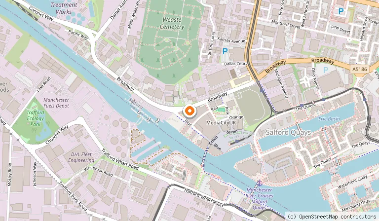 Map showing the location of Premier Inn Manchester Salford Media City hotel in Manchester