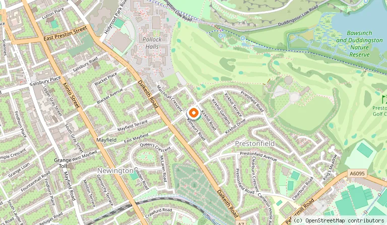 Map showing the location of Prestonfield House in Edinburgh