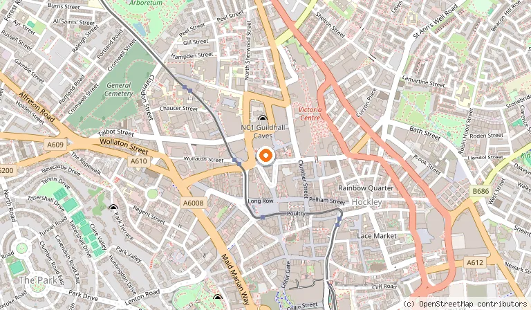 Map showing the location of Prezzo in Nottingham