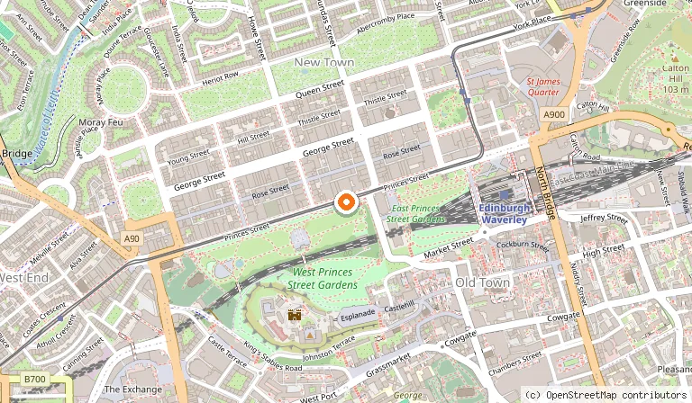 Map showing the location of Princes Street in Edinburgh