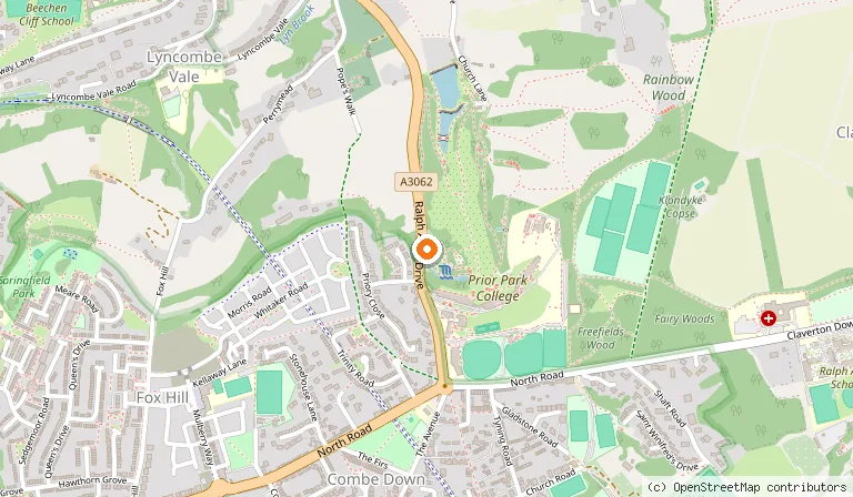 Map showing the location of Prior Park in Bath