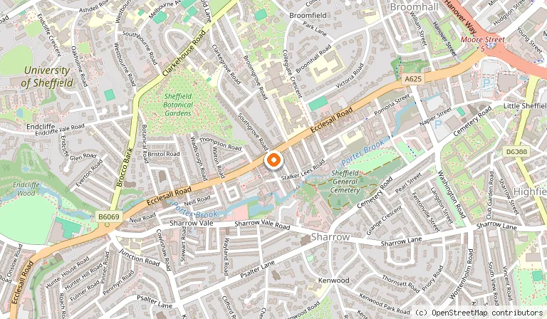 Map showing the location of Prithiraj in Sheffield