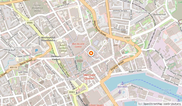Map showing the location of Provost Skene's House in Aberdeen