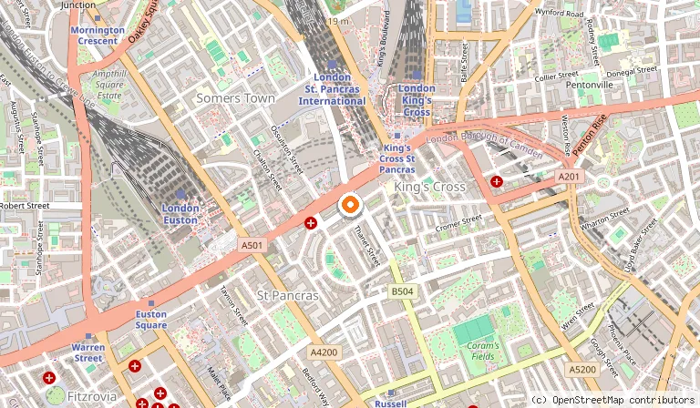 Map showing the location of Pullman London St Pancras in London