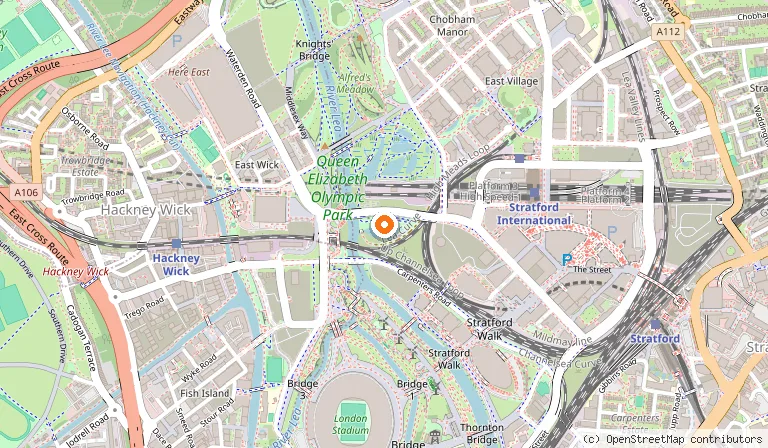 Map showing the location of Queen Elizabeth Olympic Park in London