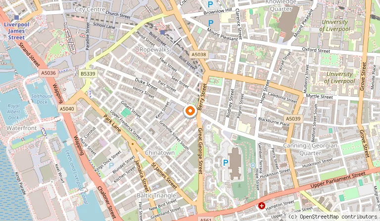 Map showing the location of Quirky Quarter in Liverpool