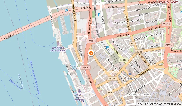 Map showing the location of Radisson Blu Hotel, Liverpool in Liverpool
