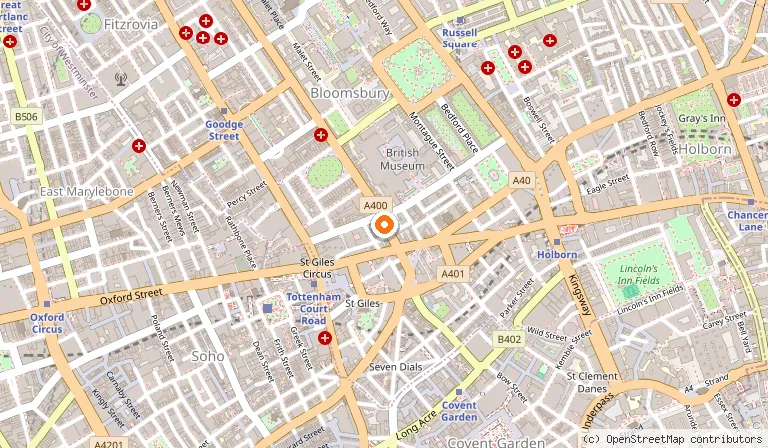 Map showing the location of Radisson Blu Hotel, London Bloomsbury in London
