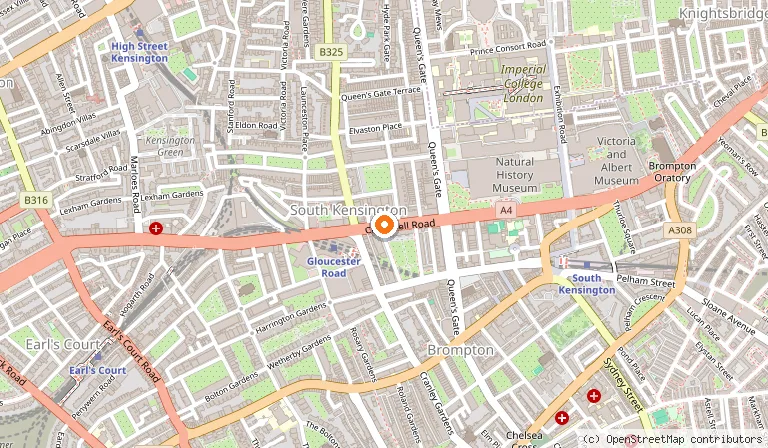 Map showing the location of Radisson Blu Hotel, London South Kensington in London