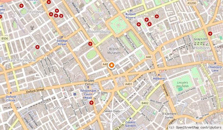 Map showing the location of Radisson Blu Hotel London Tottenham Court Road (formerly Kenilworth) in London