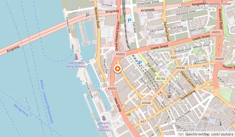 Map showing the location of Radisson RED Liverpool in Liverpool